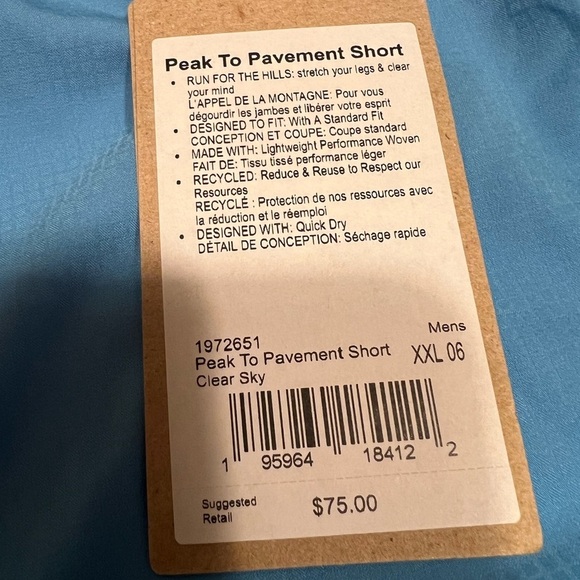 NWT Prana Men's Peak to Pavement Short Color Clear Sky Size 2XL (D4) - Picture 4 of 7